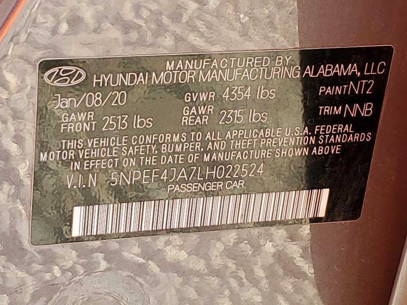 Продаж на аукціоні авто 2020 Hyundai Sonata, vin: 5NPEF4JA7LH022524, номер лоту: 51686966