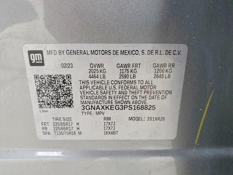 Aukcja sprzedaży 2023 Chevrolet Equinox, vin: 3GNAXKEG3PS168825, numer aukcji: 51493806