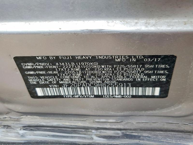 Aukcja sprzedaży 2017 Subaru Crosstrek, vin: JF2GPADC9H8255913, numer aukcji: 50852536