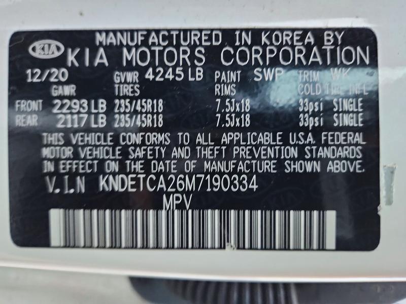 Aukcja sprzedaży 2021 Kia Seltos, vin: KNDETCA26M7190334, numer aukcji: 50800226