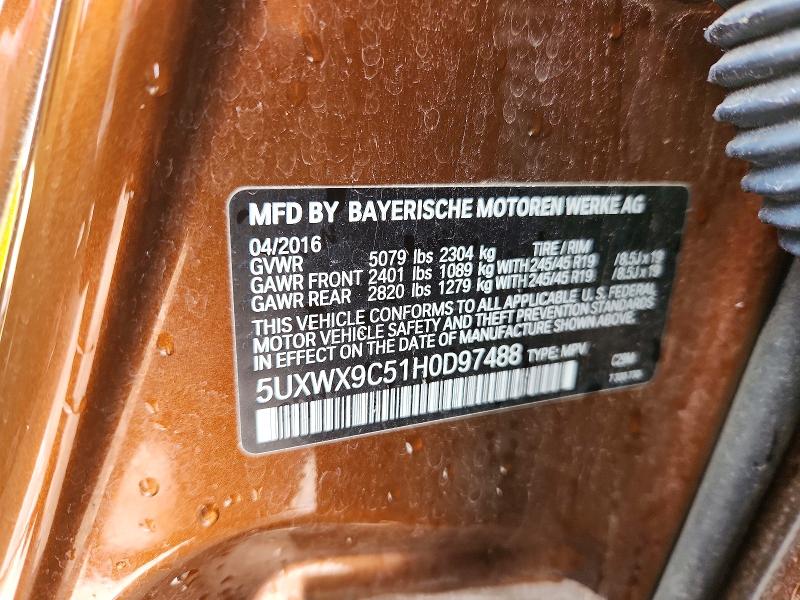 48960516 :رقم المزاد ، 5UXWX9C51H0D97488 vin ، 2017 Bmw X3 مزاد بيع