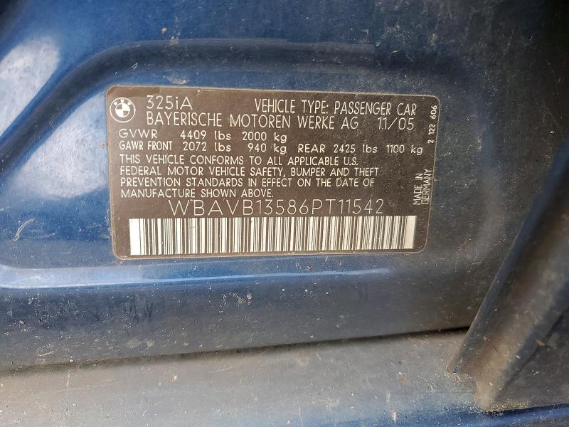 Продаж на аукціоні авто 2006 Bmw 325, vin: WBAVB13586PT11542, номер лоту: 49620256