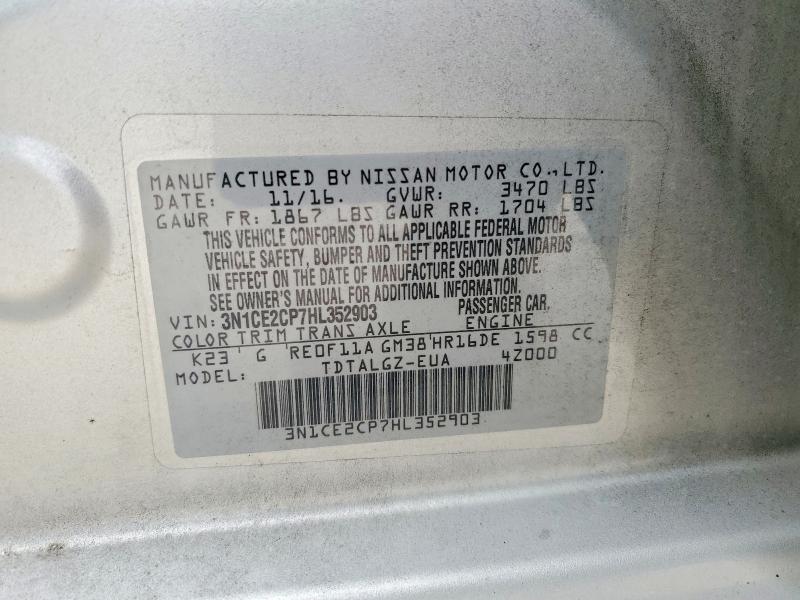 Продаж на аукціоні авто 2017 Nissan Versa Note, vin: 3N1CE2CP7HL352903, номер лоту: 51976546