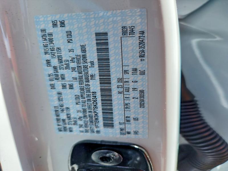 49229866 :رقم المزاد ، 1FTEW3KP7SKD63418 vin ، 2025 Ford F150 مزاد بيع