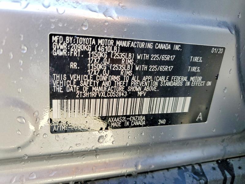 Aukcja sprzedaży 2020 Toyota Rav4, vin: 2T3H1RFVXLC052843, numer aukcji: 51413186