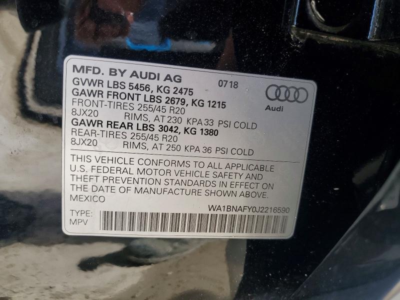 Aukcja sprzedaży 2018 Audi Q5, vin: WA1BNAFY0J2216590, numer aukcji: 49776396