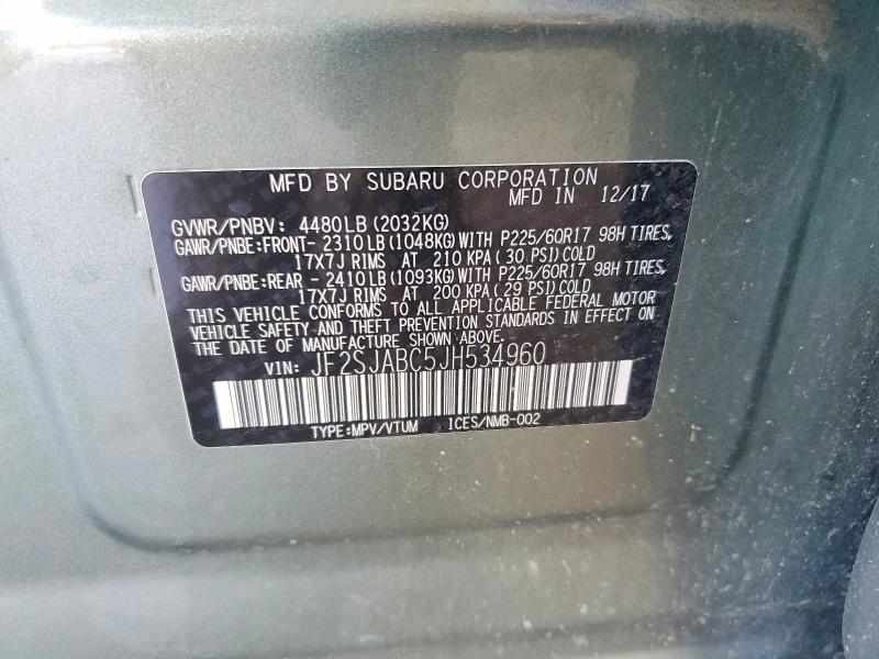 Aukcja sprzedaży 2018 Subaru Forester, vin: JF2SJABC5JH534960, numer aukcji: 51200086