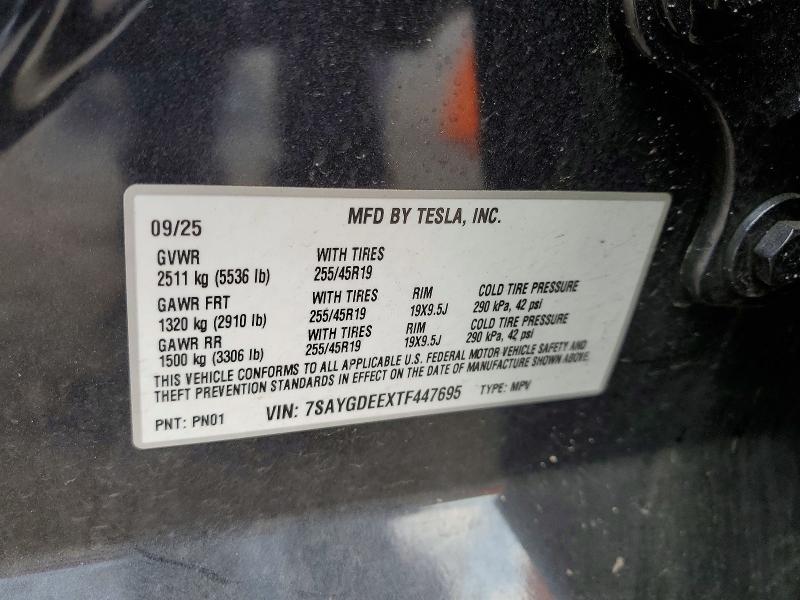 Продажа на аукционе авто 2026 Tesla Model Y, vin: 7SAYGDEEXTF447695, номер лота: 49923386