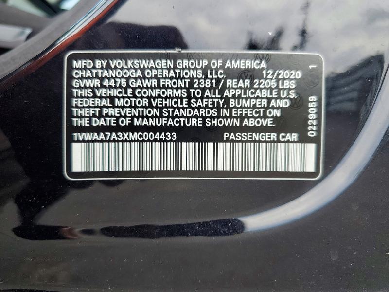 Aukcja sprzedaży 2021 Volkswagen Passat, vin: 1VWAA7A3XMC004433, numer aukcji: 51572736