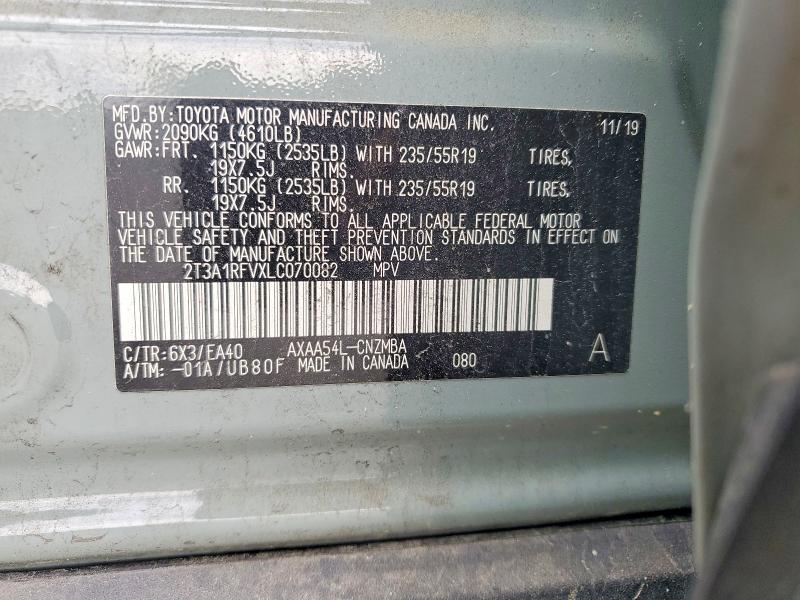Aukcja sprzedaży 2020 Toyota Rav4, vin: 2T3A1RFVXLC070082, numer aukcji: 51028116