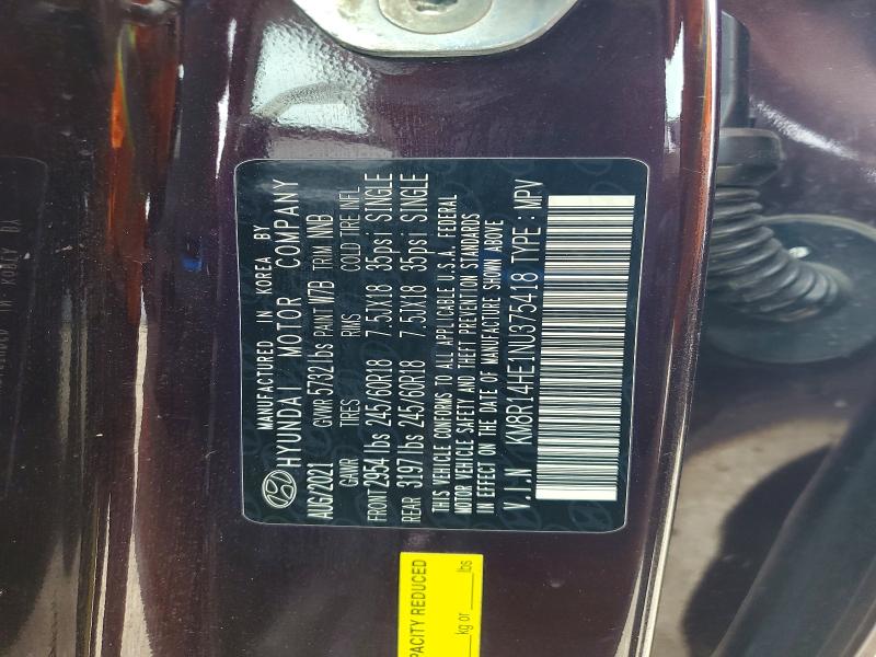 49402916 :رقم المزاد ، KM8R14HE1NU375418 vin ، 2022 Hyundai Palisade مزاد بيع