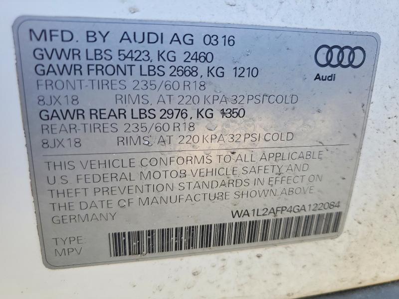 Aukcja sprzedaży 2016 Audi Q5, vin: WA1L2AFP4GA122084, numer aukcji: 49464506