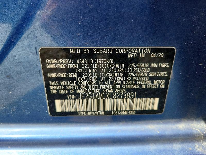 Auction sale of the 2020 Subaru Crosstrek, vin: JF2GTAMCXL8273891, lot number: 51331926