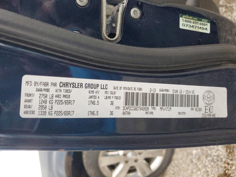 Продажа на аукционе авто 2013 Dodge Journey, vin: 3C4PDCCG6DT642020, номер лота: 50091246