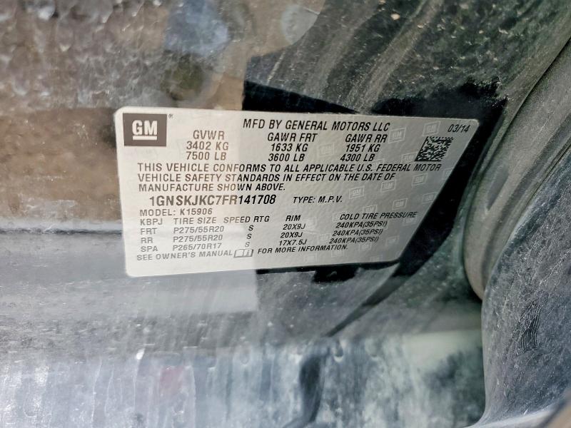 Продажа на аукционе авто 2015 Chevrolet Suburban, vin: 1GNSKJKC7FR141708, номер лота: 51786026