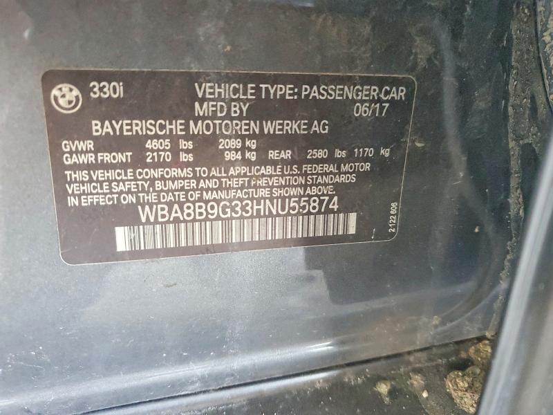 Aukcja sprzedaży 2017 Bmw 330, vin: WBA8B9G33HNU55874, numer aukcji: 51374586