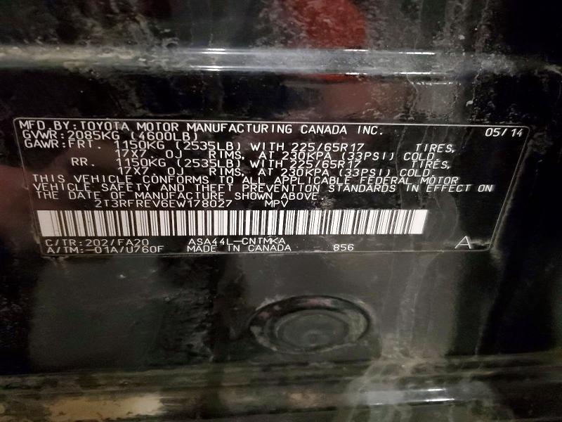 48756856 :رقم المزاد ، 2T3RFREV6EW178027 vin ، 2014 Toyota Rav4 مزاد بيع