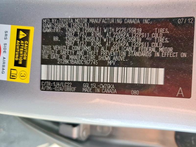 Aukcja sprzedaży 2013 Lexus Rx 350, vin: 2T2BK1BA8DC167745, numer aukcji: 50933626