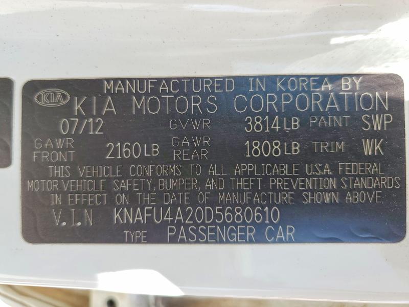 Продаж на аукціоні авто 2013 Kia Forte, vin: KNAFU4A20D5680610, номер лоту: 51596576