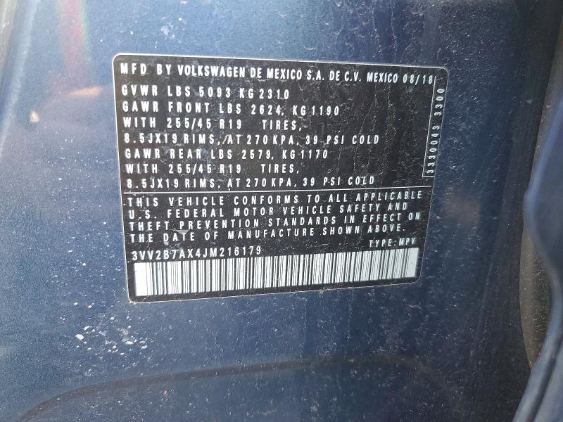 Продажа на аукционе авто 2018 Volkswagen Tiguan, vin: 3VV2B7AX4JM216179, номер лота: 49109266