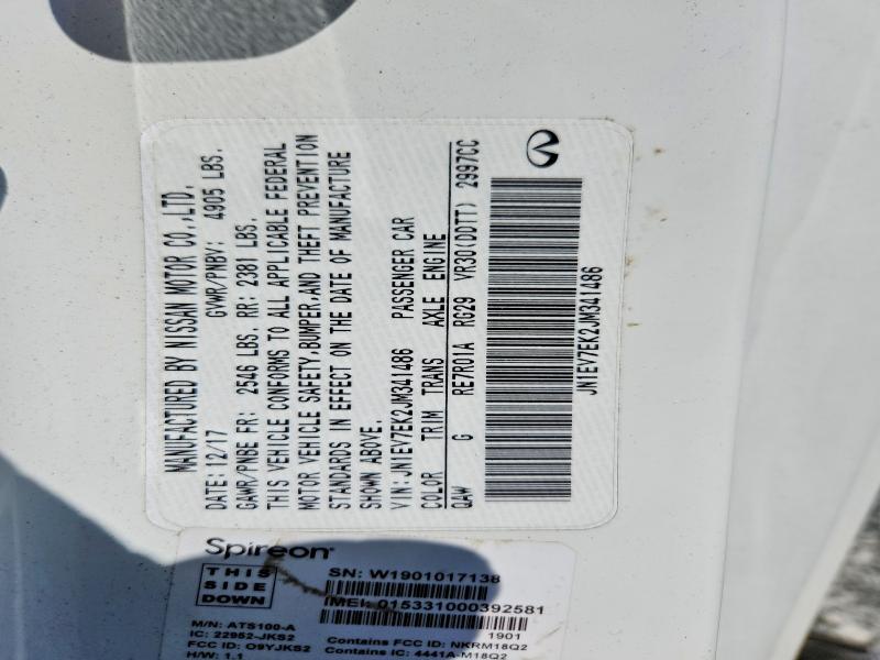 50853036 :رقم المزاد ، JN1EV7EK2JM341486 vin ، 2018 Infiniti Q60 مزاد بيع