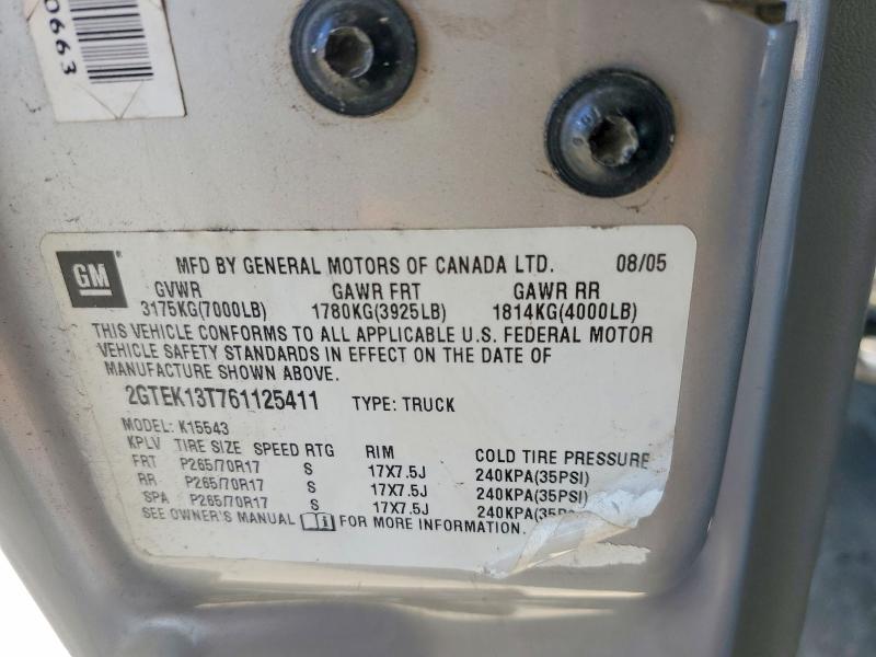 2006 Gmc New Sierra მანქანა იყიდება აუქციონზე, vin: 2GTEK13T761125411, აუქციონის ნომერი: 52152076