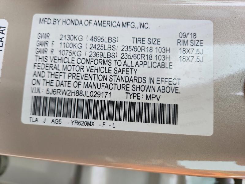 Aukcja sprzedaży 2018 Honda Cr-v, vin: 5J6RW2H88JL029171, numer aukcji: 50724606