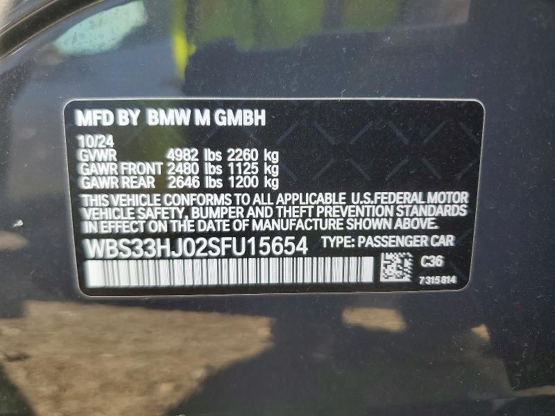 Aukcja sprzedaży 2025 Bmw M3, vin: WBS33HJ02SFU15654, numer aukcji: 49744216