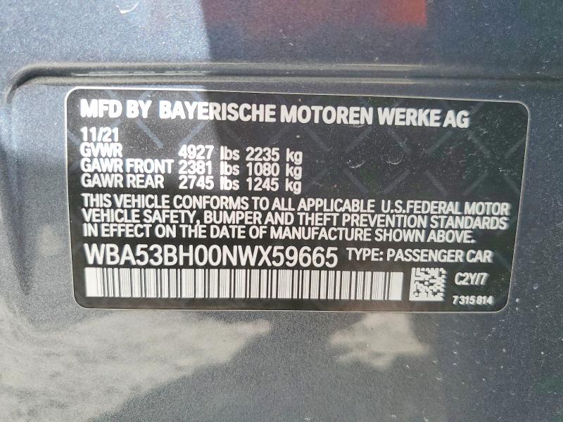 Aukcja sprzedaży 2022 Bmw 530, vin: WBA53BH00NWX59665, numer aukcji: 48172696