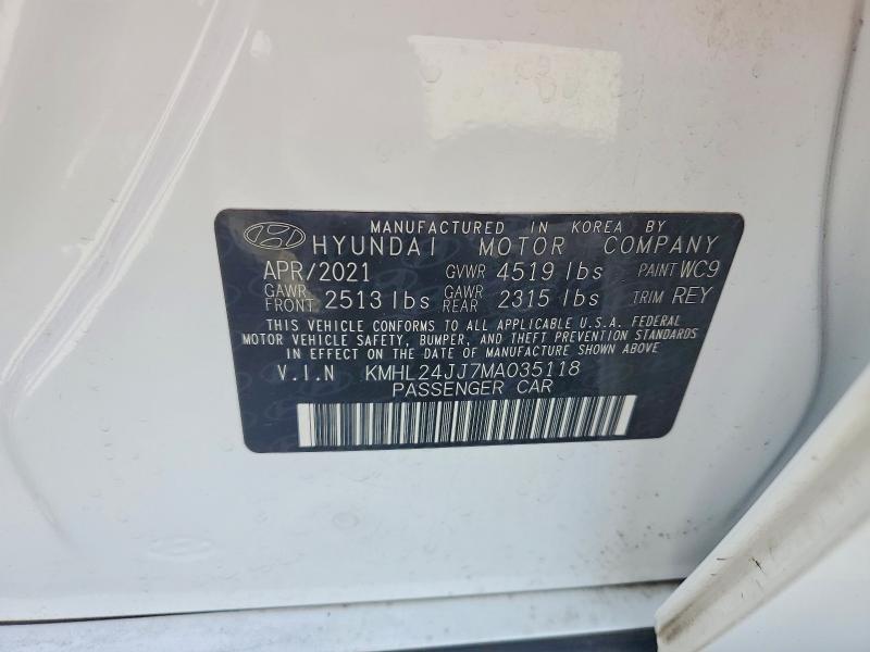 Продаж на аукціоні авто 2021 Hyundai Sonata Hybrid, vin: KMHL24JJ7MA035118, номер лоту: 51508556
