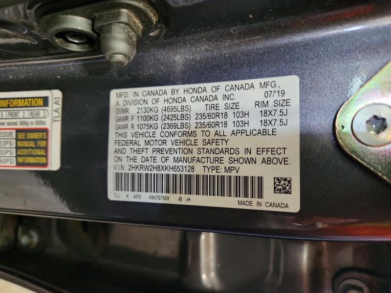 Aukcja sprzedaży 2019 Honda Cr-v, vin: 2HKRW2H8XKH653128, numer aukcji: 48222116