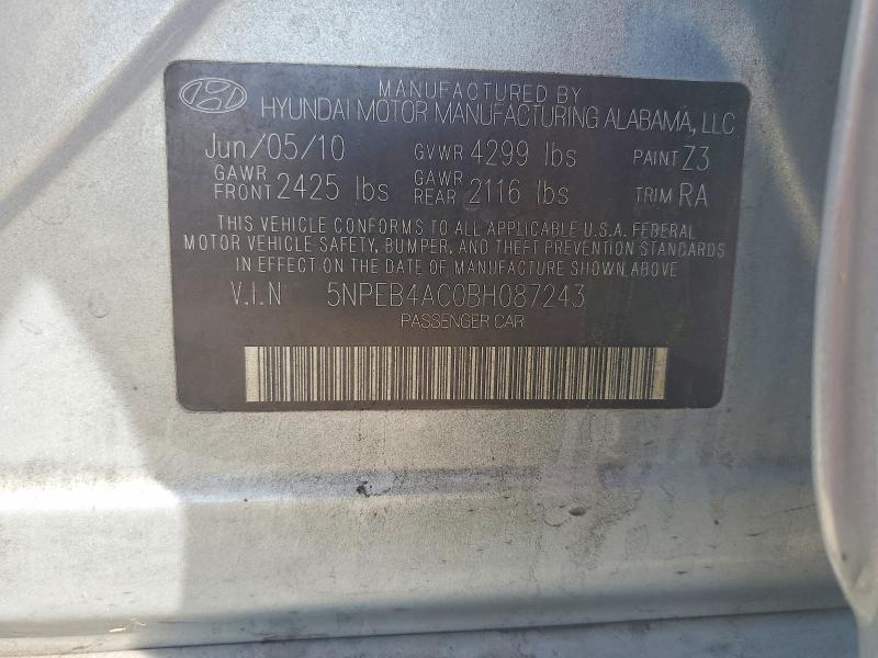 51272586 :رقم المزاد ، 5NPEB4AC0BH087243 vin ، 2011 Hyundai Sonata مزاد بيع