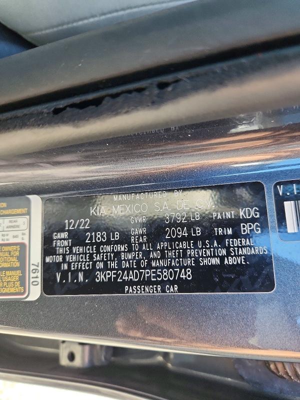 51293646 :رقم المزاد ، 3KPF24AD7PE580748 vin ، 2023 Kia Forte مزاد بيع
