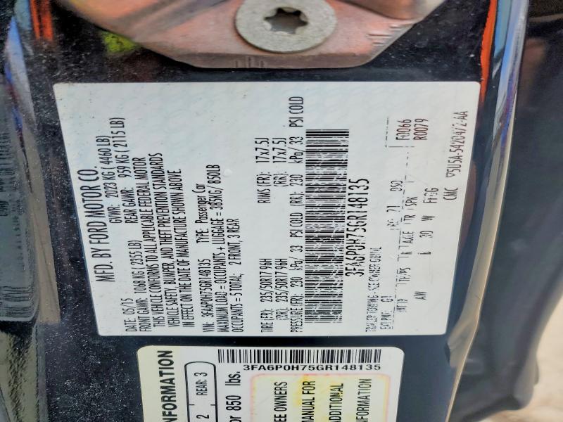 Продажа на аукционе авто 2016 Ford Fusion, vin: 3FA6P0H75GR148135, номер лота: 49772186