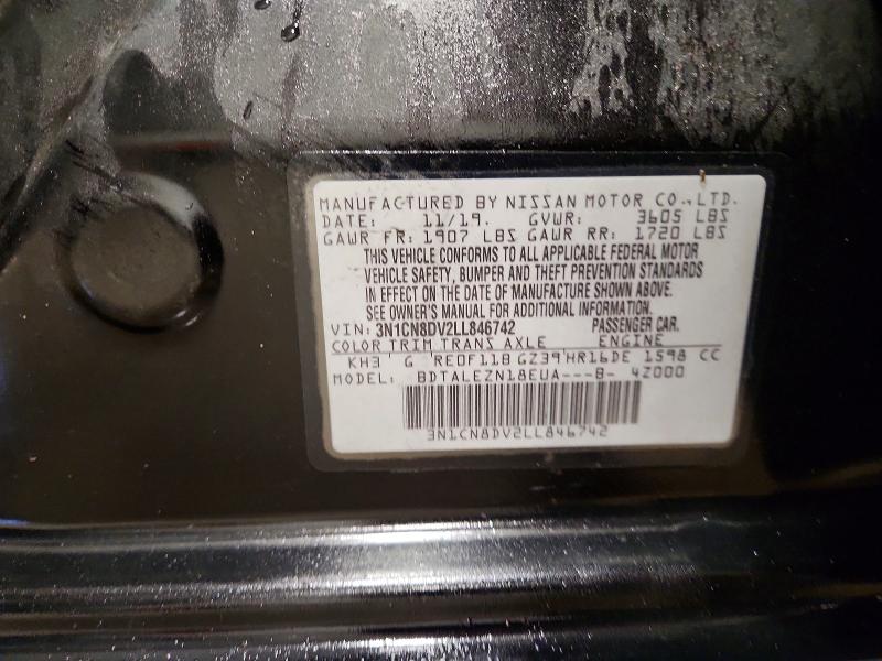 2020 Nissan Versa მანქანა იყიდება აუქციონზე, vin: 3N1CN8DV2LL846742, აუქციონის ნომერი: 51532406