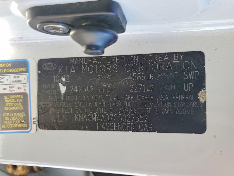 Aukcja sprzedaży 2012 Kia Optima Hybrid, vin: KNAGM4AD7C5027552, numer aukcji: 48707456