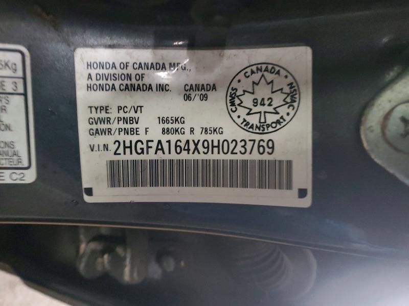 2009 Honda Civic მანქანა იყიდება აუქციონზე, vin: 2HGFA164X9H023769, აუქციონის ნომერი: 50077866