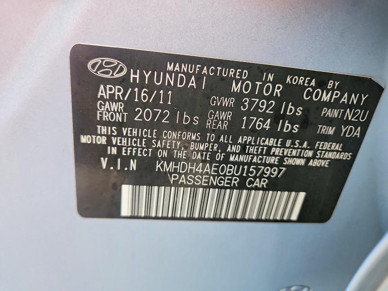 Aukcja sprzedaży 2011 Hyundai Elantra, vin: KMHDH4AE0BU157997, numer aukcji: 48250046