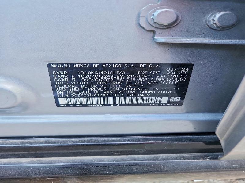 Aukcja sprzedaży 2024 Honda Hr-v, vin: 3CZRZ2H73RM777884, numer aukcji: 49720936