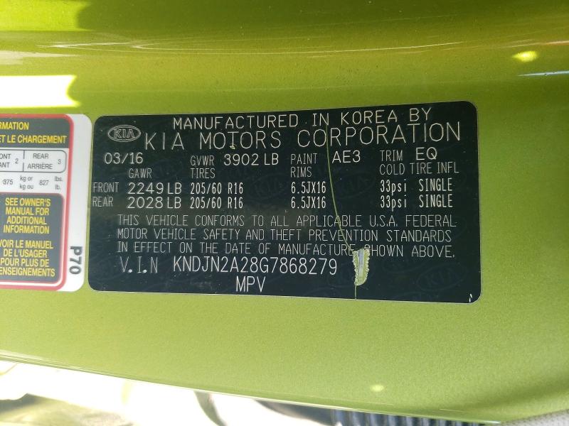 50921526 :رقم المزاد ، KNDJN2A28G7868279 vin ، 2016 Kia Soul مزاد بيع