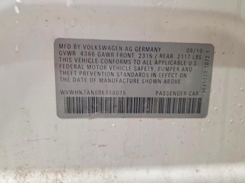 Aukcja sprzedaży 2011 Volkswagen Cc, vin: WVWHN7AN6BE718035, numer aukcji: 50983006
