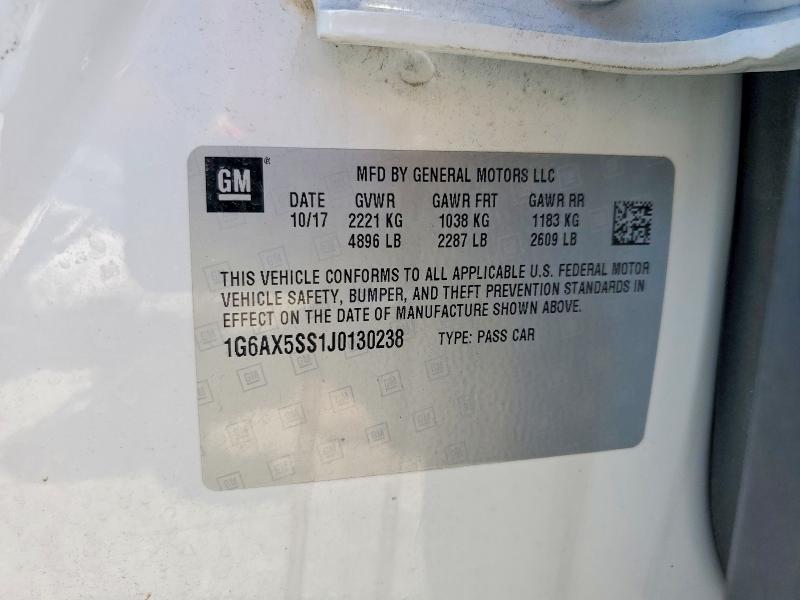 2018 Cadillac Cts მანქანა იყიდება აუქციონზე, vin: 1G6AX5SS1J0130238, აუქციონის ნომერი: 51884816