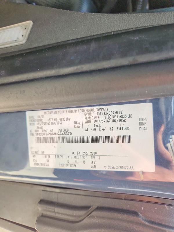 2021 Ford Transit მანქანა იყიდება აუქციონზე, vin: 1FDDF6P88MKA45370, აუქციონის ნომერი: 57355836