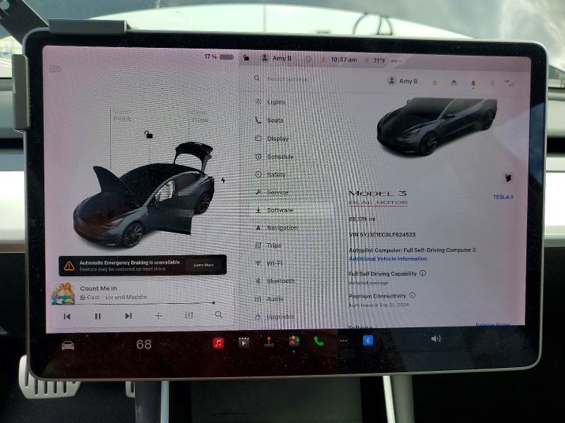 2020 Tesla Model 3 მანქანა იყიდება აუქციონზე, vin: 5YJ3E1EC9LF624523, აუქციონის ნომერი: 49667316