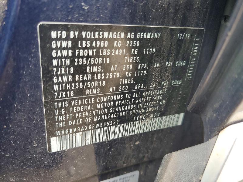 Продажа на аукционе авто 2014 Volkswagen Tiguan, vin: WVGBV3AX6EW565389, номер лота: 49183666