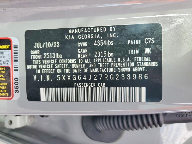 Aukcja sprzedaży 2024 Kia K5, vin: 5XXG64J27RG233986, numer aukcji: 48536586