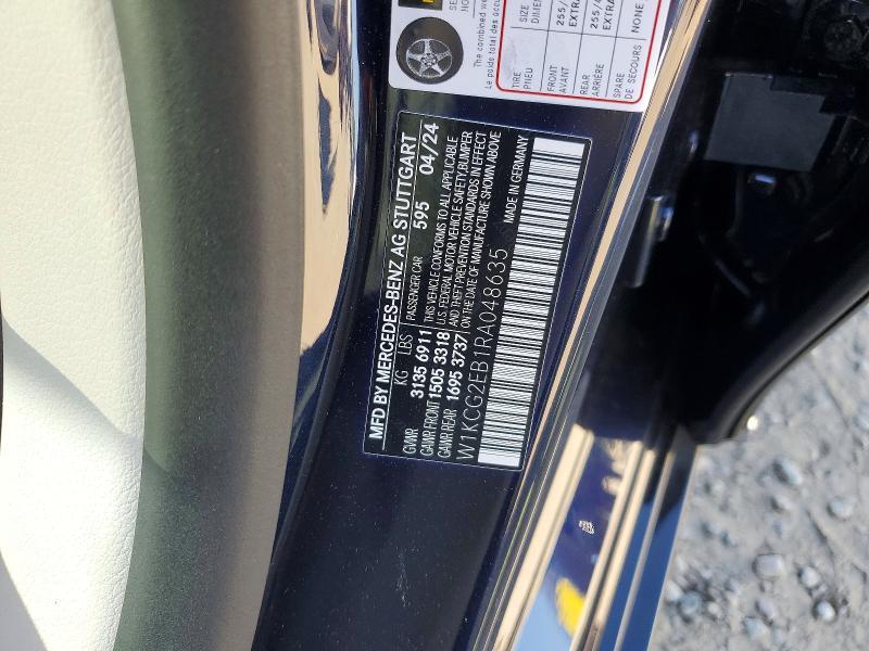 48637146 :رقم المزاد ، W1KCG2EB1RA048635 vin ، 2024 Mercedes-benz Eqs Sedan مزاد بيع