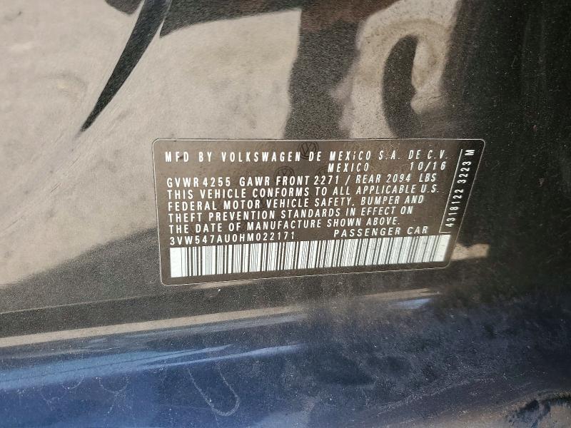 2017 Volkswagen Gti მანქანა იყიდება აუქციონზე, vin: 3VW547AU0HM022171, აუქციონის ნომერი: 49380726