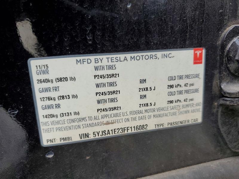 Aukcja sprzedaży 2015 Tesla Model S, vin: 5YJSA1E23FF116082, numer aukcji: 49671986