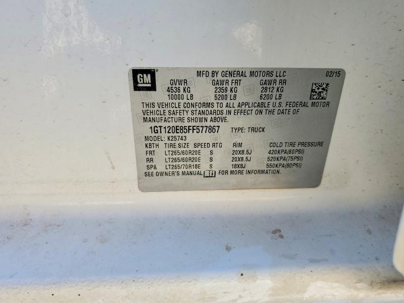 Aukcja sprzedaży 2015 Gmc Sierra, vin: 1GT120E85FF577867, numer aukcji: 48697366